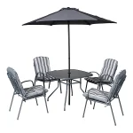 Colorado Grey Metal 4 seater Dining set with Grey Parasol - Image 2