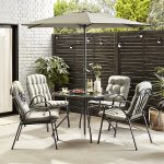 Colorado Grey Metal 4 seater Dining set with Grey Parasol